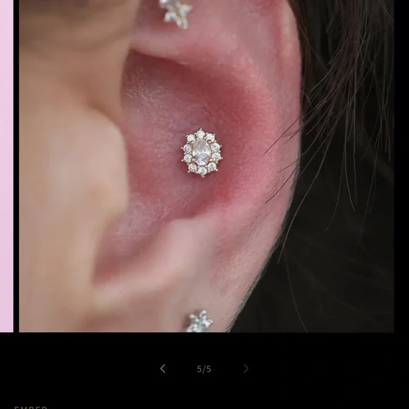 (2) oval halo ember body jewelry ends - Picture 10 of 10